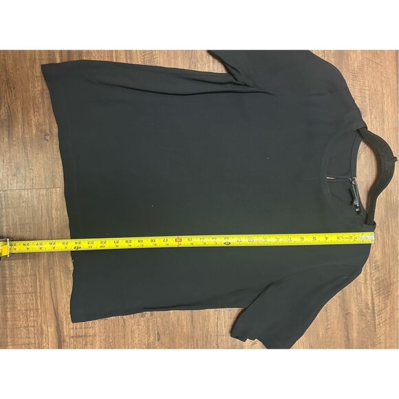 Tibi Navy Blue Sheer Blouse, 100% Rayon Short-Sleeve Shirt, Sz 8 - Picture 2 of 9